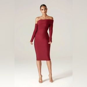 Alieva Maroon Bandage Dress